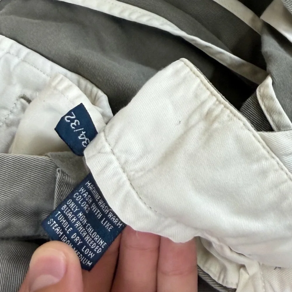 Polo Ralph Lauren Andrew Pant Mens 34x31 Olive Gray Pleated Cotton Chino Trouser